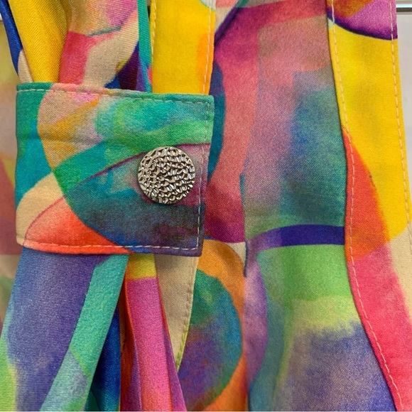 100% Silk Colorful Sleeveless Top - Picture 3 of 4